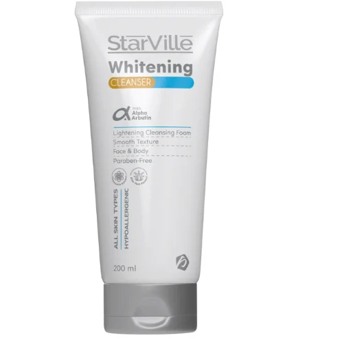 StarVille Hypoallergenic Whitening Body & Facial Cleansing Foam with Chamomile & Aloe Vera Extracts for All Skin Types - parabens free