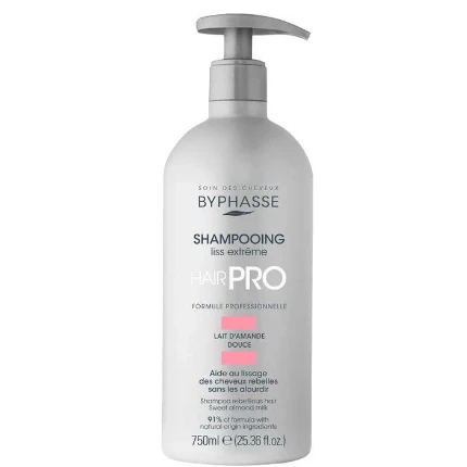 Byphasse Pro Extreme Smoothing & Straightening Shampoo with Sweet Almond Milk for Unruly Hair