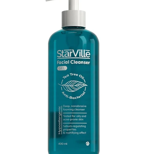 StarVille Hypoallergenic Antibacterial Purifying Facial Cleanser Gel with Tea Tree Oil for Oily & Combined Skin - soap free