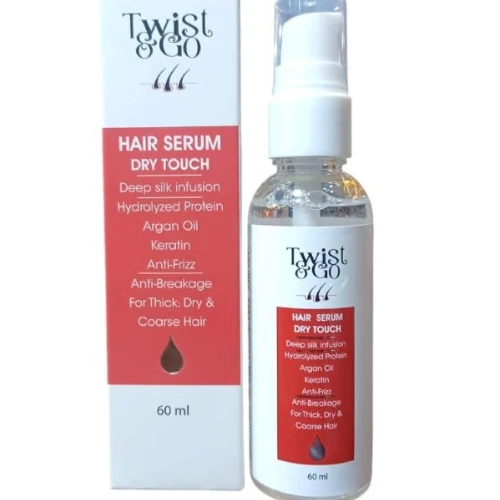 Twist & Go Deep Dry Touch Silk Infusion Anti-Frizz & Anti-Breakage Hair Serum with Hydrolyzed Protein, Argan Oil & Keratin for Thick, Dry & Corse Hair