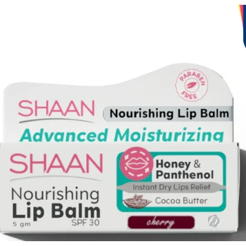 Shaan Moisturizing & Nourishing Lip Balm Cherry Flavor with Cocoa Butter, Honey & Panthenol for Dry, Chapped & Cracked Lips - parabens free